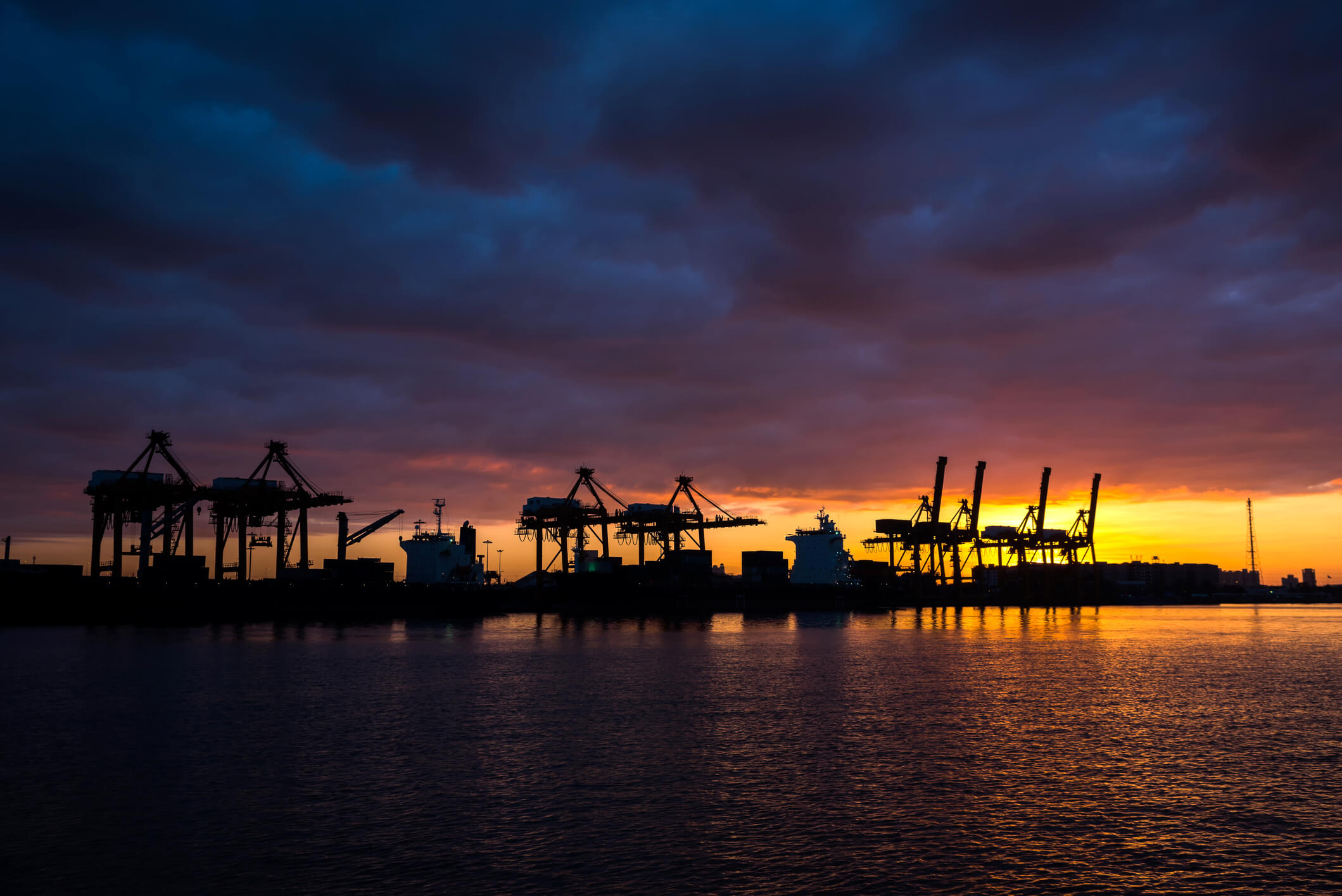 Shipyard at sunrise